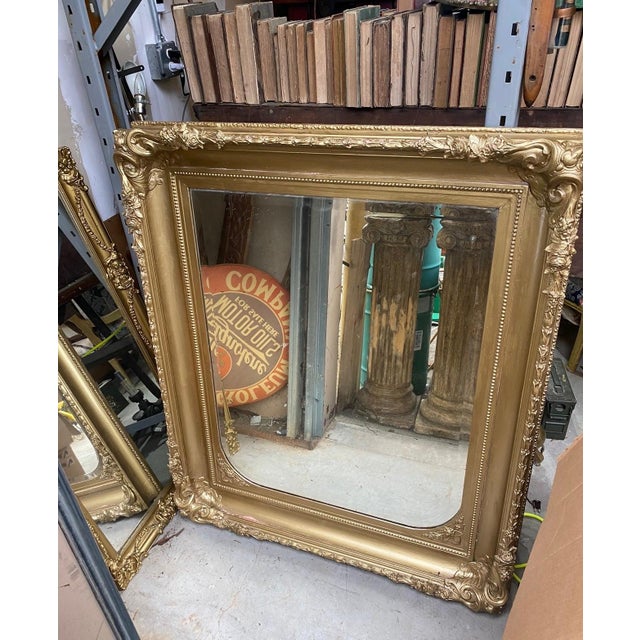 Glass 1970s Gold Oversized Ornate French Beveled Mirror For Sale - Image 7 of 7
