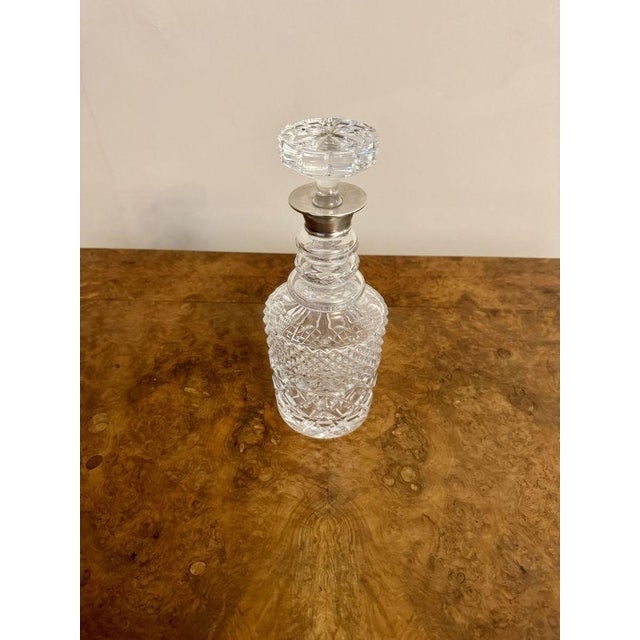 Antique Edwardian Silver Collar Cut Glass Decanter, 1900 For Sale - Image 6 of 6