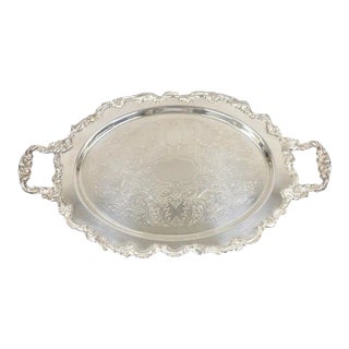Vintage English Victorian Style Silver Plated Oval Platter Tray Crown Hallmark For Sale