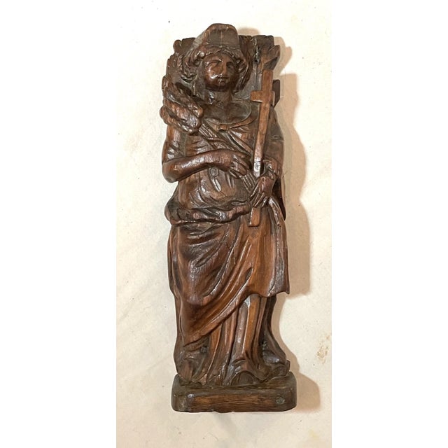 Antique 18th Century Hand Carved Wood Mary Jesus Santos Saint Sculpture Statue For Sale - Image 10 of 14