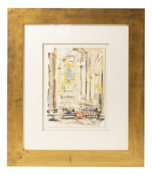 Dagoberto Silva, Interior of Porto Cathedral, 1950s, Watercolor on Paper