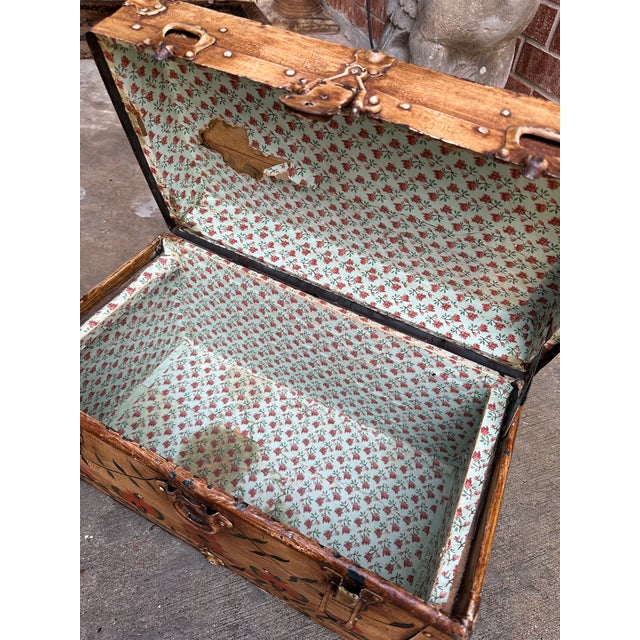 Mid-Century Modern 19th C Antique Swedish Folk Painted Chest Trunk For Sale - Image 3 of 12