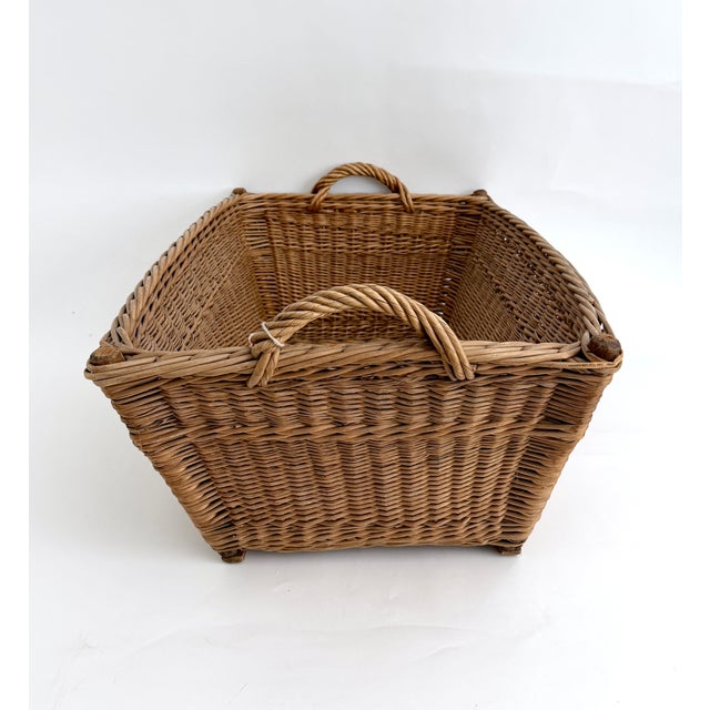 1960s 1960s French Wicker Market Basket 19" X 28" For Sale - Image 5 of 9