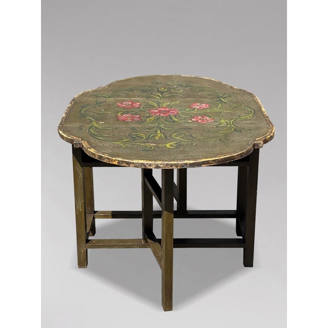 Vintage Italian Green Painted Drop-Leaf Table, 1920 For Sale - Image 6 of 12