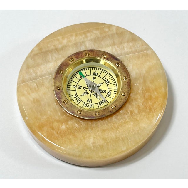 1970s 1970s Vintage Marble Compass Paperweight For Sale - Image 5 of 7