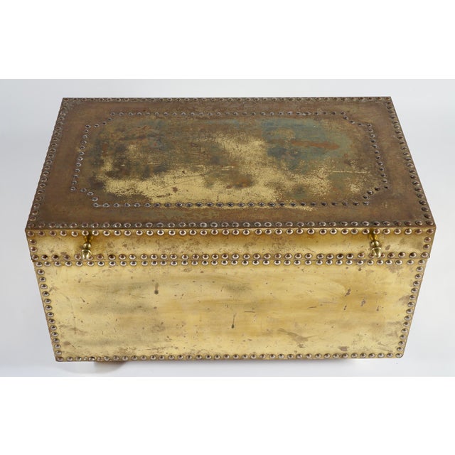 Hollywood Regency Vintage Brass Trunk in the Style of Sarreid LTD For Sale - Image 3 of 6