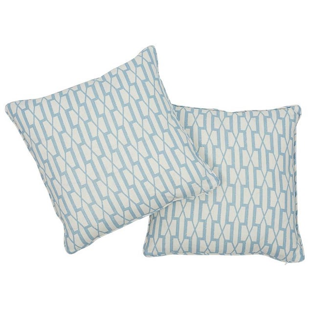 This pillow features Belvedere by Veere Grenney for Schumacher with a Self-Welt finish. Belvedere is an updated trellis...
