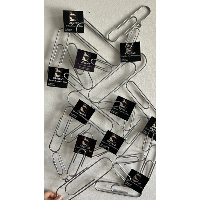 Silver Vintage 1980s Metal Paper Clip Wall Sculpture Photo Holder For Sale - Image 8 of 8
