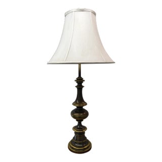 Solid Brass Bulbous Table Lamp With Shade From Westwood For Sale