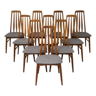Teak Eva Chairs by Niels Koefoed for Hornslet Møbelfabrik, 1960s, Set of 10 For Sale