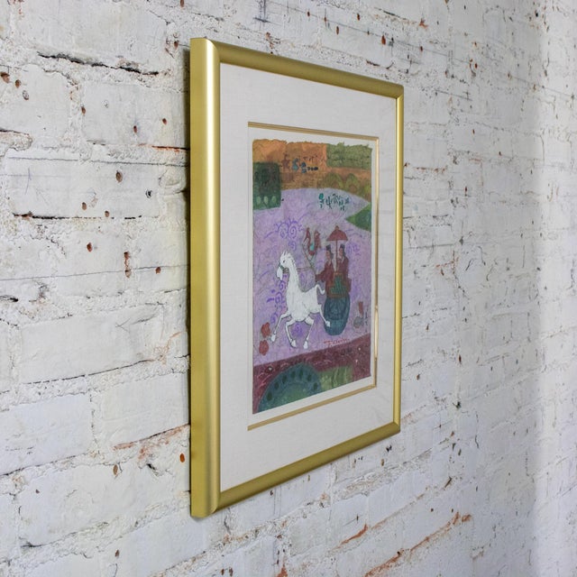 Late 20th Century Abstract Modern Watercolor Painting With Gold Frame Signed by John H Chen For Sale - Image 4 of 18