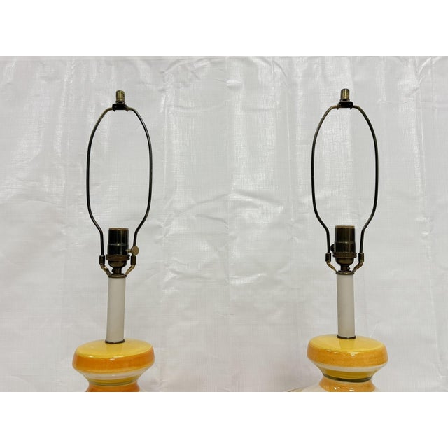 A Pair of Vintage 1960s Striped Ceramic Table Lamps by Remains Lighting For Sale - Image 14 of 18