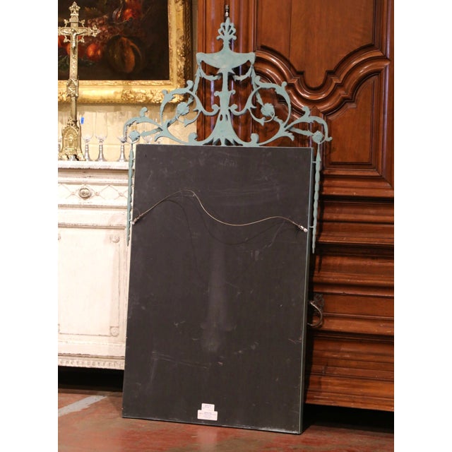 Vintage Regency Style Verdigris and Gilt Wall Mirror With Smoked Glass For Sale - Image 9 of 10