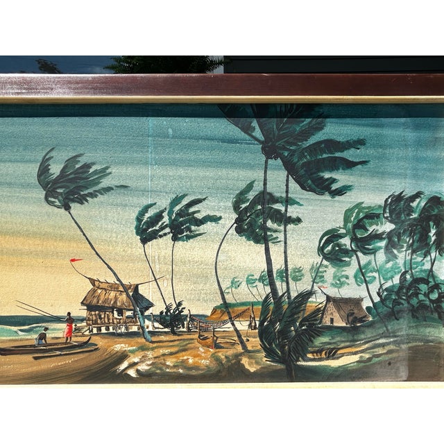 1960s VTG Carlo of Hollywood Polynesian Tiki Tropical Oil Painting MCM For Sale - Image 10 of 12