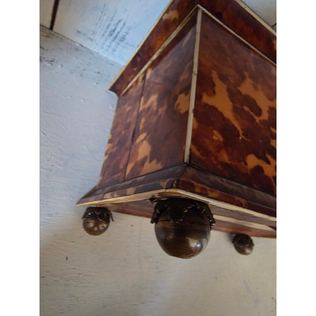 English Antique English Faux Tortoiseshell Tea Caddy For Sale - Image 3 of 15