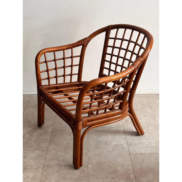 Wood Italian Woven Bamboo Armchairs, 1960s, Set of 2 For Sale - Image 7 of 15