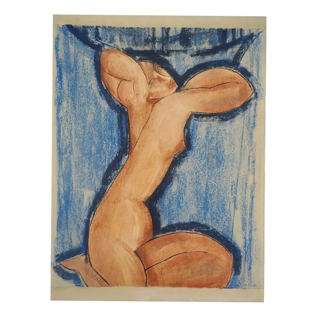 Amedeo Modigliani, Blue Caryatid 1, Lithograph and Stencil on Arches Paper, 1960 For Sale