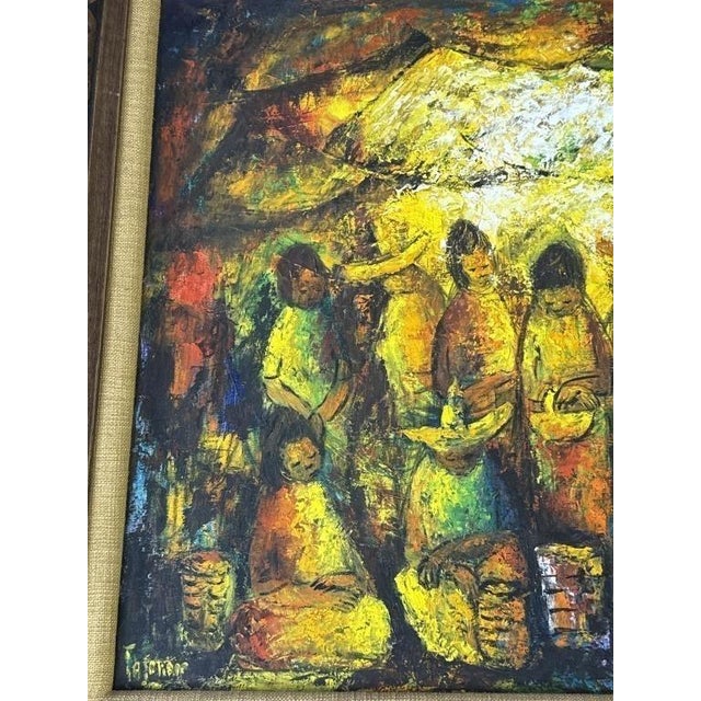 1950s Mid 20th Century “Tianguis” – Mexican Modernist Painting on Canvas by Felipe Ortiz Tajonar For Sale - Image 5 of 14