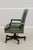 1980s Vintage Green Leather Mahogany Swivel Desk Chair For Sale - Image 5 of 13