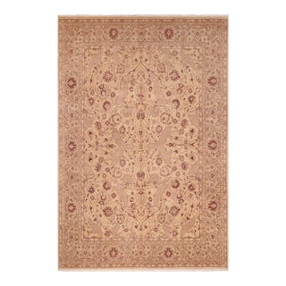Shabby Chic 1990's Agra Pak-Persian Tan/Red Wool Rug - 8'2'' X 10'4'' For Sale