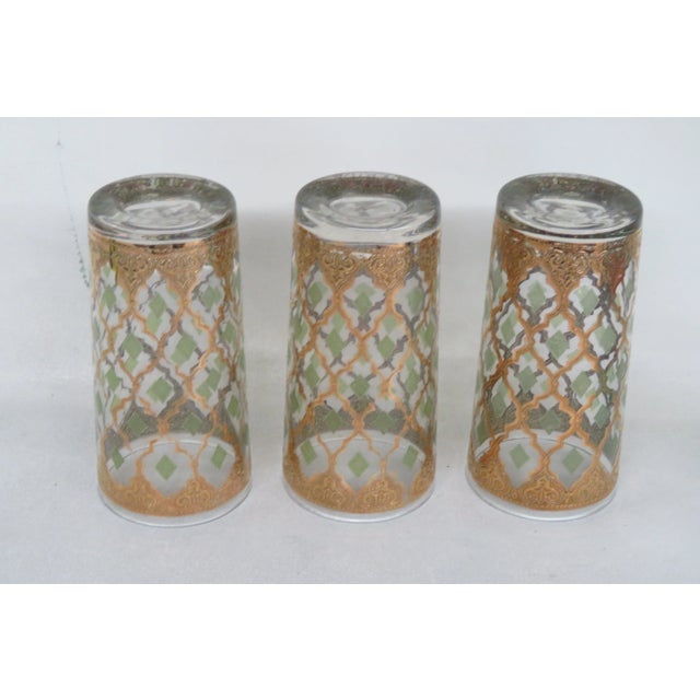 Culver Valencia Mid Century Barware Gold Highlight Glass Water Bar Cups Set of 3 For Sale - Image 4 of 12