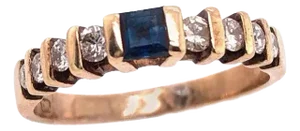 14 Karat Yellow Gold Sapphire Solitaire Band With Diamond Accents Ring