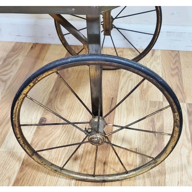 Vintage French Mid-Century Modern Liquor Server Bar Cart Cabinet on Wheels For Sale - Image 14 of 15