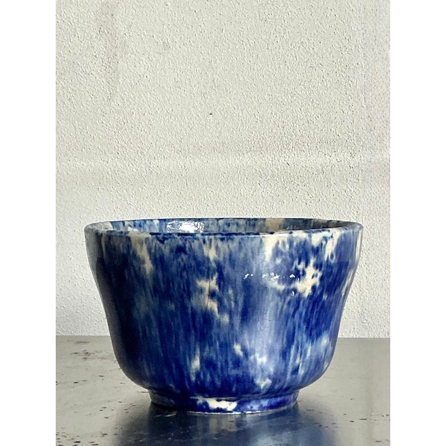 Vintage Boho Glazed Ceramic Splatter Bowl For Sale In West Palm - Image 6 of 9