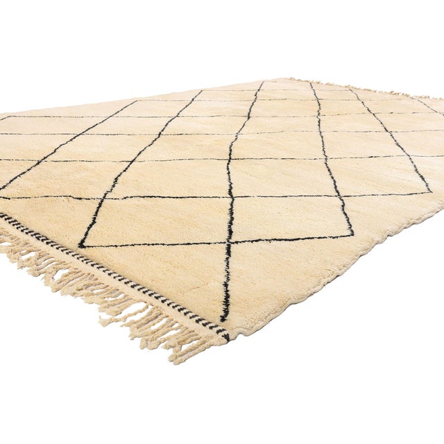 Mid-Century Modern Organic Modern Beni Ourain Moroccan Rug, 06'09 X 10'03 For Sale - Image 3 of 11