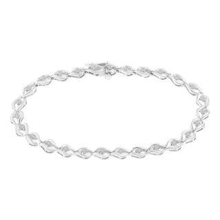 .925 Sterling Silver 1/2 Cttw Rose Cut Diamond Almond Shape Link Tennis Bracelet (I-J Color, I3 Clarity) - 7” For Sale
