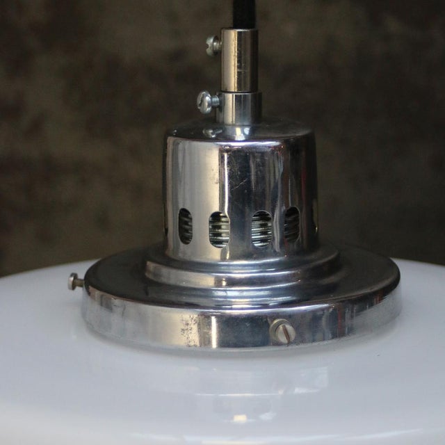 Vintage Art Deco White Opaline Glass Pendant Lamps For Sale - Image 6 of 8