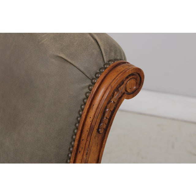 French Louis XVI Carved Leather Arm Chair For Sale - Image 11 of 17