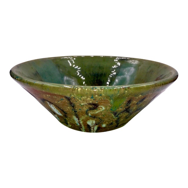 1960s Vintage Asian Modern Pottery Bowl For Sale