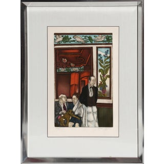 Moreno Pincas, in the Restaurant Framed Etching For Sale