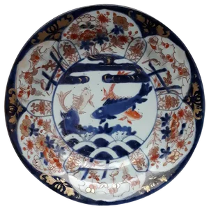 Japanese Arita Porcelain Dish with Imari Carp Decor, Japan
