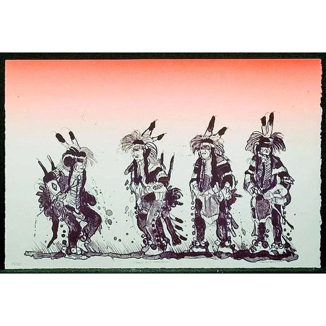 Kevin Red Star "Crow Hot Dancers" Signed & Numbered Lithograph Art For Sale - Image 4 of 4