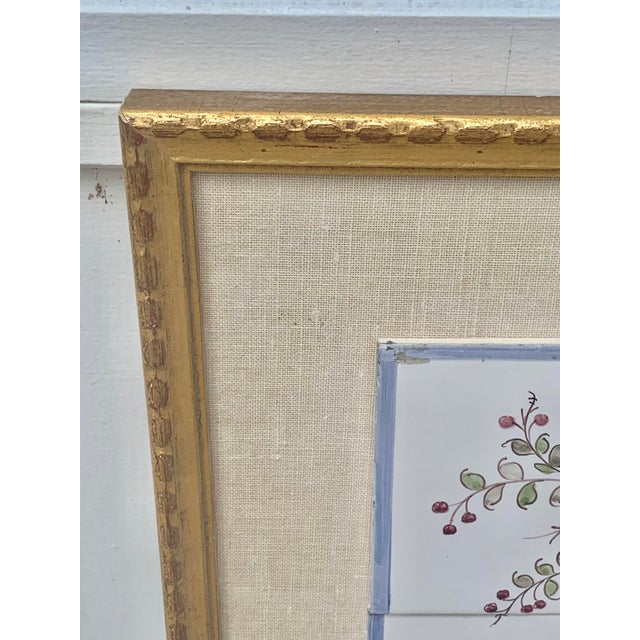 Vintage Framed Portuguese Floral Tiles For Sale - Image 4 of 12