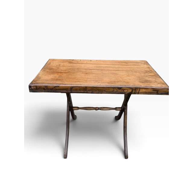 Mid-Century Vintage Wood Folding Occasional Table in Coffee Walnut Refinished For Sale - Image 4 of 8