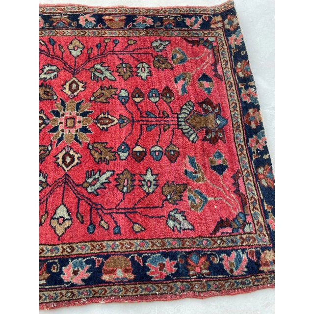 1920s Antique Lamb Wool Artistic Botanical Mat Rug 1.11 x 2.2 For Sale - Image 5 of 9