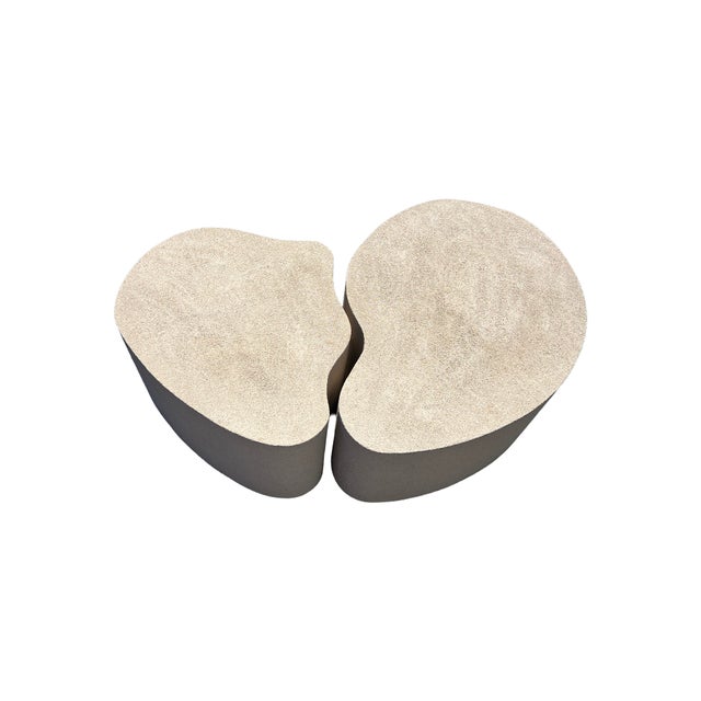 Vintage Modern Designer Kidney Form Puzzle Coffee Table 2 Piece Set Can be put conformed/positioned as you like. On wheels...