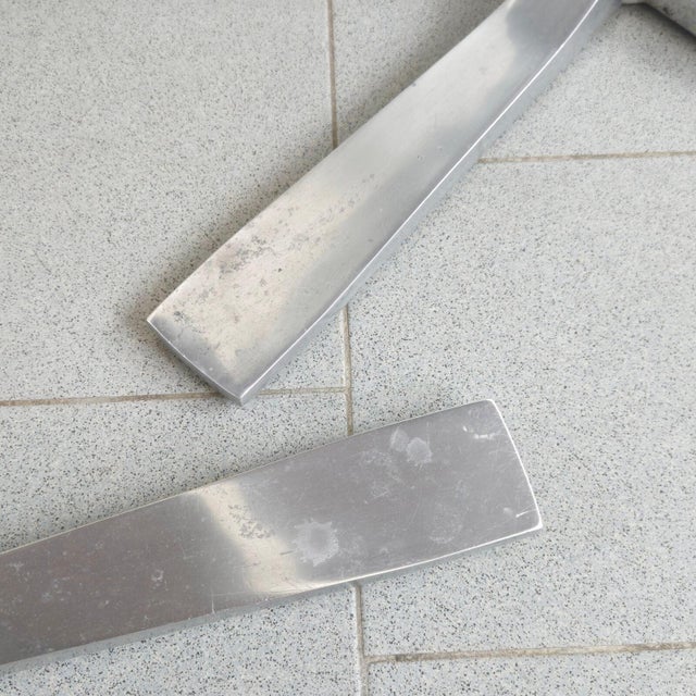 Vintage Swivel Chairs in Black Skirted Leatherette, Brushed Metal and Chrome, 1970s, Set of 4 For Sale - Image 11 of 15