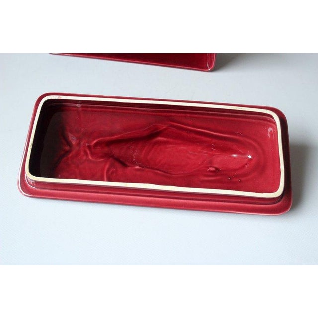 1970s 1970s - Original German Bordeaux-Red Ceramic Fish Pot - Herring Pot - Beautifull Kitchen Decoration For Sale - Image 5 of 7