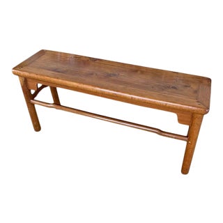 Late 19th Century Vintage Chinese Rectangle Wooden Bench For Sale