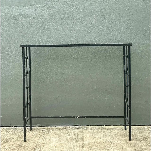 Late 20th Century Vintage Iron and Glass Console Table For Sale - Image 5 of 12