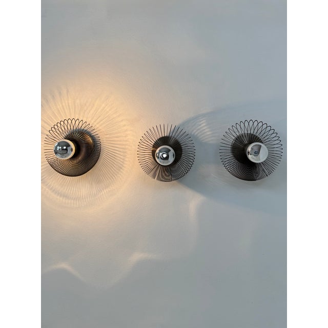 Black Vintage Wall Lights in Metal, France, 1970, Set of 3 For Sale - Image 8 of 11