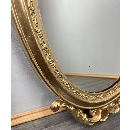 Vintage French Ornate Oval Wall Mirror with Gold Finish For Sale - Image 5 of 10