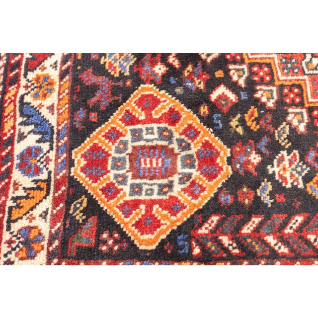 Vintage Hand-Knotted Persian Qashqai Rug 3'10" X 5'2" For Sale - Image 13 of 15