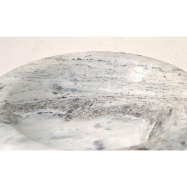 Stone 20th Century Mid-Century Modern Handmade Carrara Marble Bowl Plate Centerpiece For Sale - Image 7 of 12