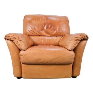 Calf Leather Lounge Chair from Natuzzi, Italy, 1990s For Sale