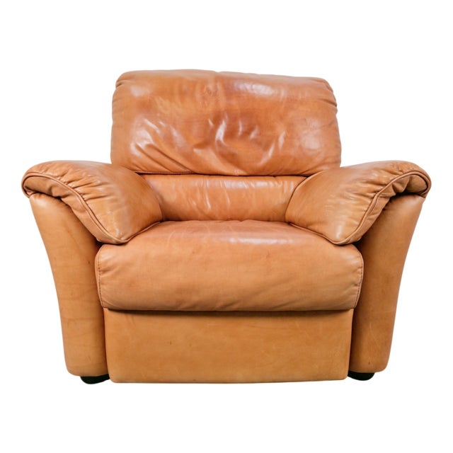 Calf Leather Lounge Chair from Natuzzi, Italy, 1990s For Sale